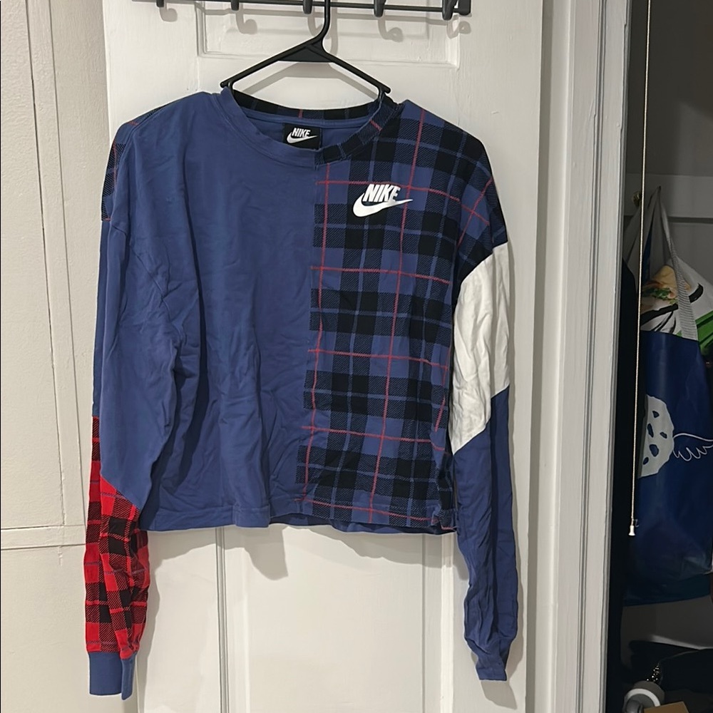 Nike Blue and Red Patchwork Long Sleeve